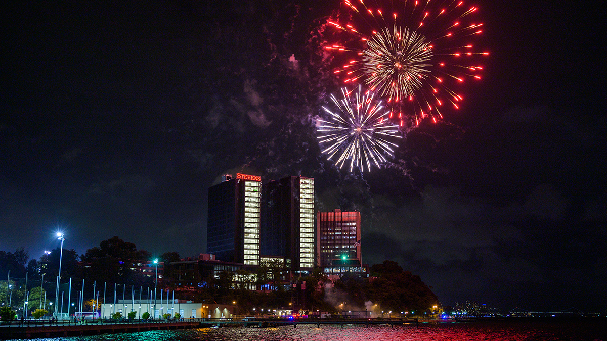 Stevens Institute of Technology campus fireworks